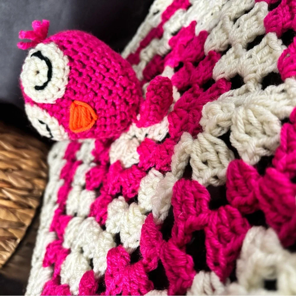 Handmade Pink and Cream Crochet Octopus 🐙 Blanket